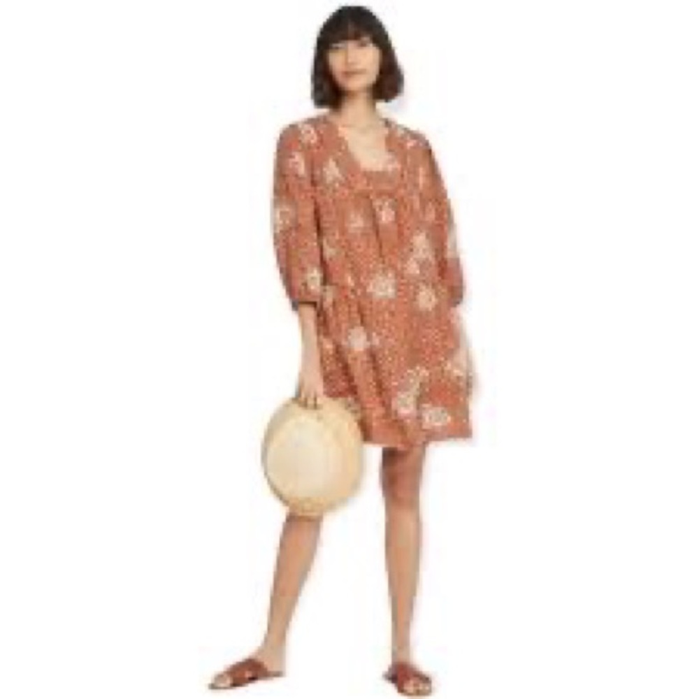 Knox Rose (Target) Orange and Cream Floral Print Boho Knot Dress Size M